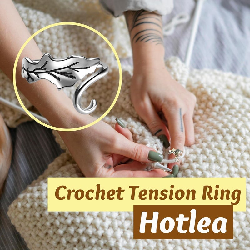 Hotlea Store 4 Pieces Crochet Ring for Finger Adjustable Yarn Tension Rings for Crocheting Yarn Guide Knitting Rings Crochet Tools - Image 2